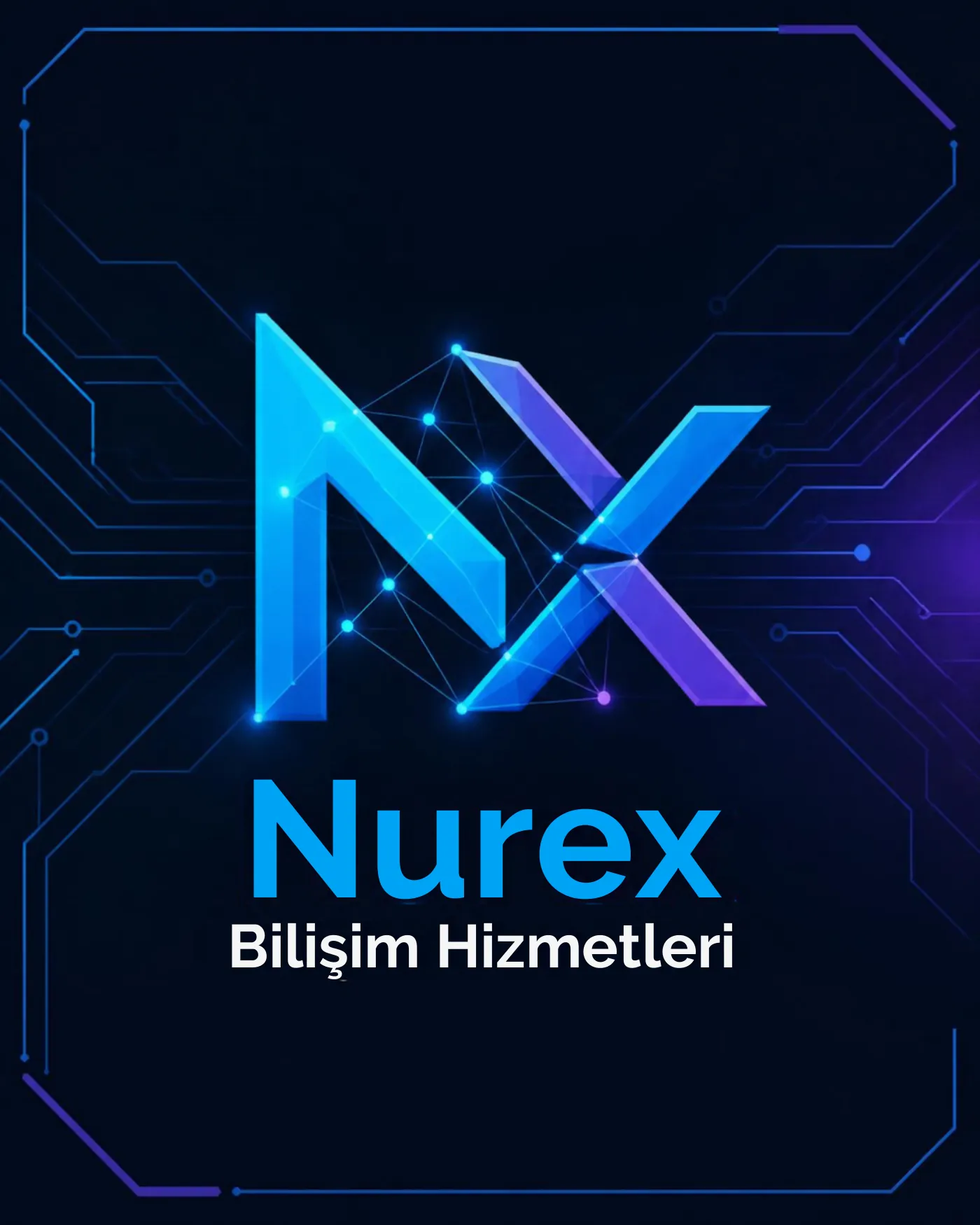 NUREX logosu, mavi devre ve yıldız ağı üzerinde